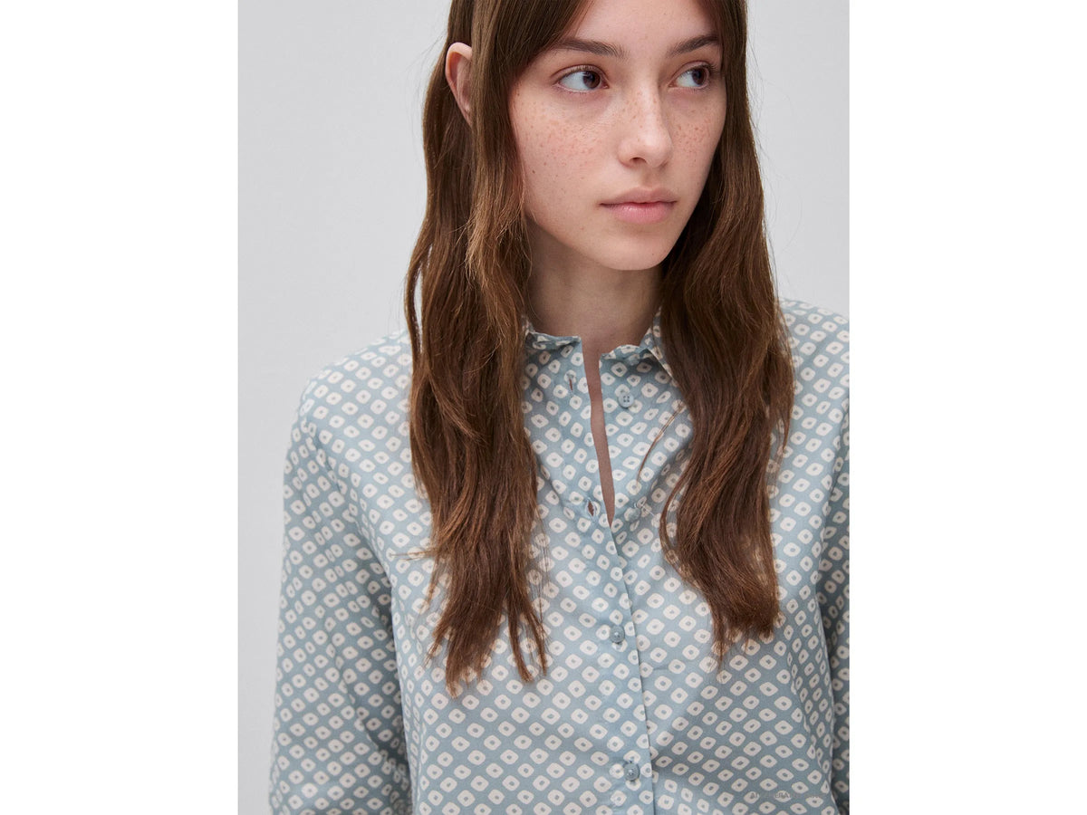 Benetton Light Gray Women Long-Sleeved Patterned Shirt SKU: 5Q6SDQ0AY_60J Image 04