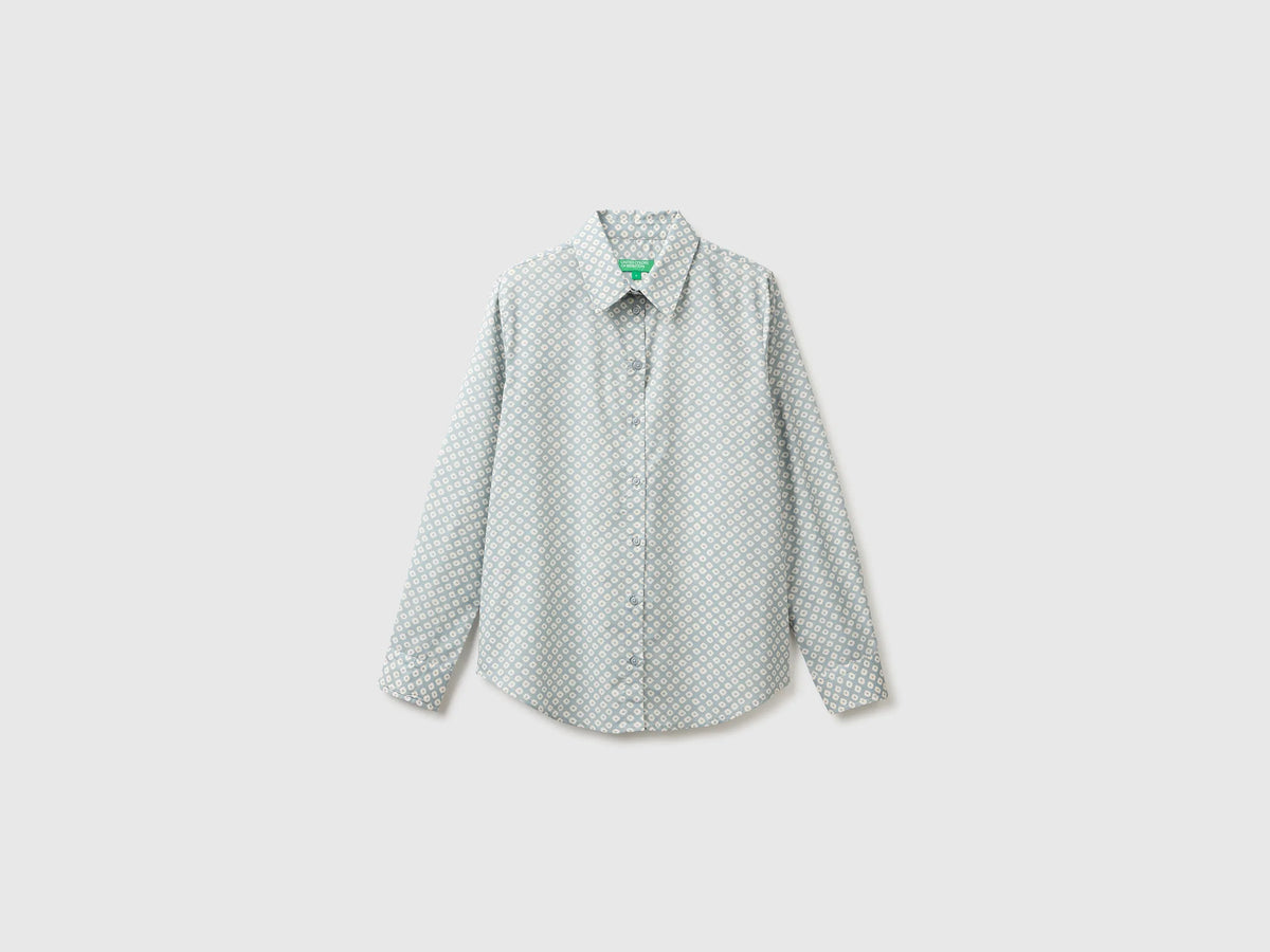 Benetton Light Gray Women Long-Sleeved Patterned Shirt SKU: 5Q6SDQ0AY_60J Image 05