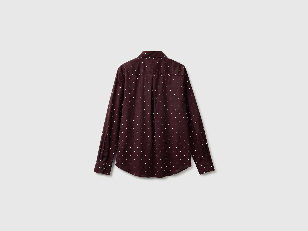 Benetton Dark Brown Women Long-Sleeved Patterned Shirt SKU: 5Q6SDQ0AY_60P Image 02