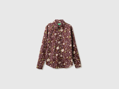 Benetton Brown Women Long-Sleeved Patterned Shirt SKU: 5Q6SDQ0AY_61F Image 01