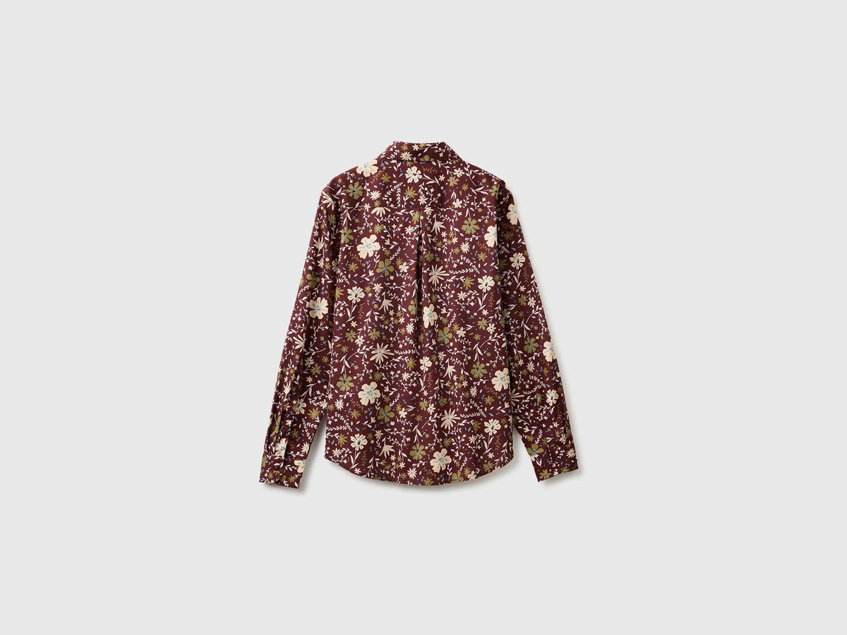 Benetton Brown Women Long-Sleeved Patterned Shirt SKU: 5Q6SDQ0AY_61F Image 02