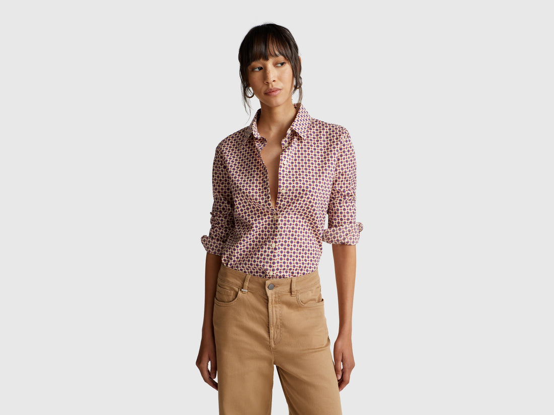 Benetton_Multi-Color_Patterned Shirt in Lightweight Cotton_5Q6SDQ0AY_62H_01