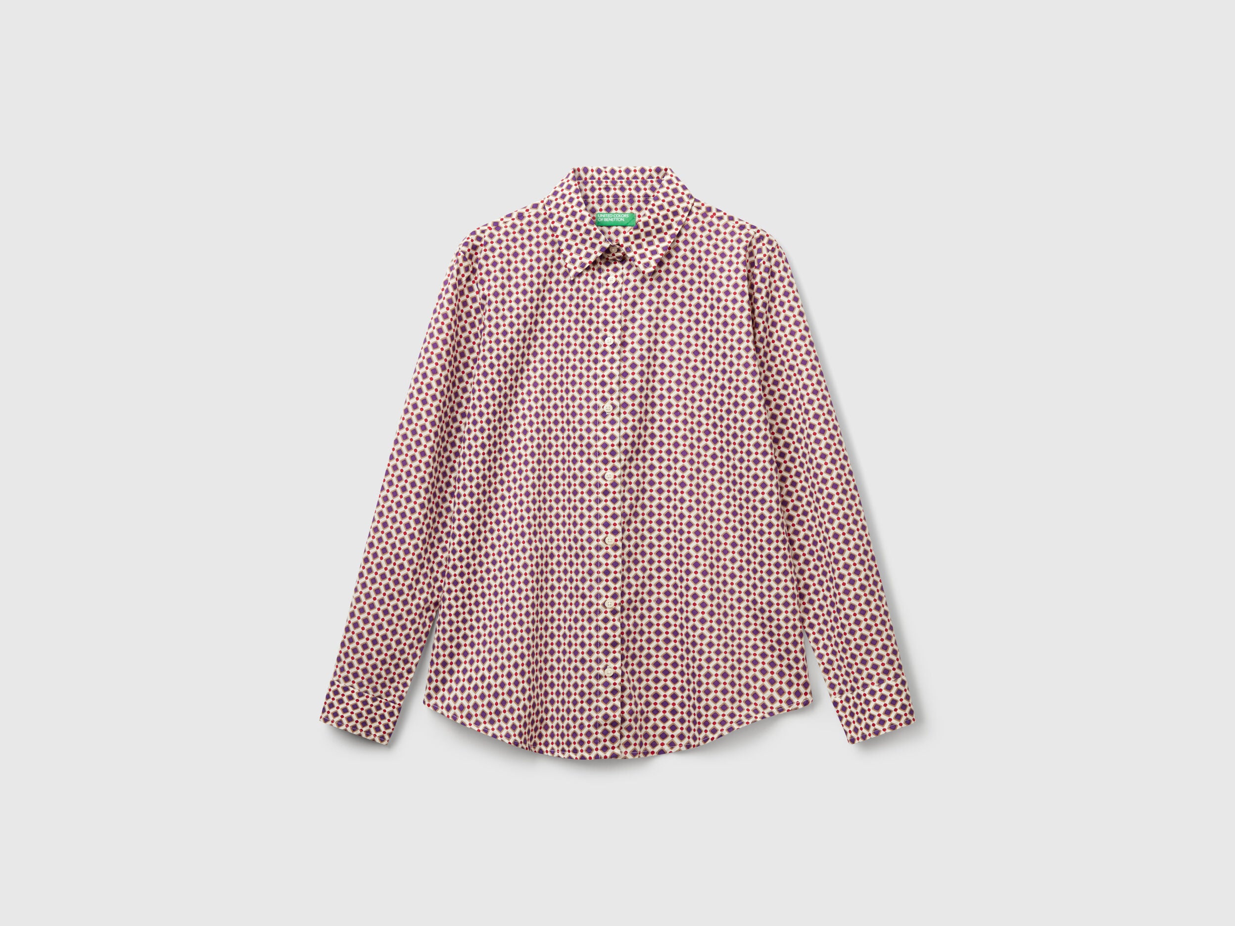 Benetton_Multi-Color_Patterned Shirt in Lightweight Cotton_5Q6SDQ0AY_62H_04