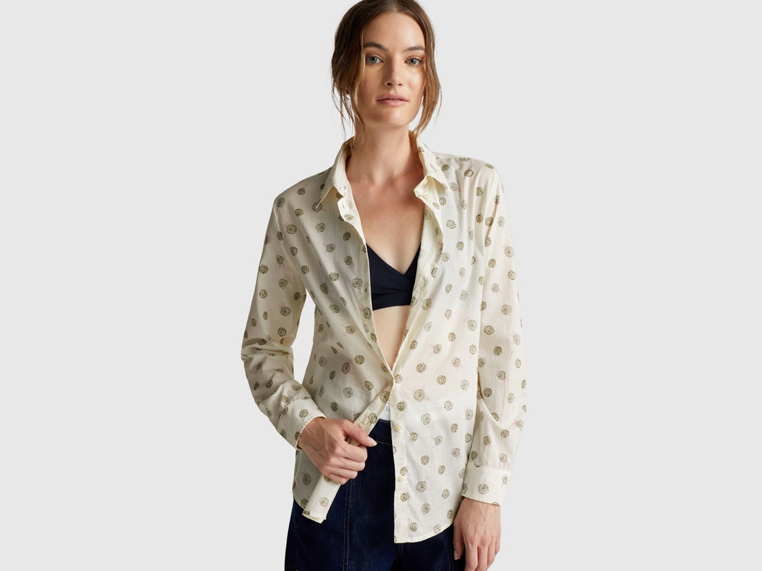 Beneton_Patterned Shirt in Lightweight Cotton_5Q6SDQ0AY_66M_01
