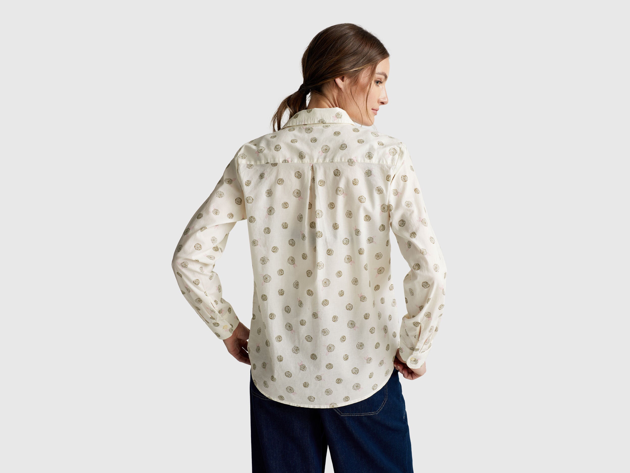 Beneton_Patterned Shirt in Lightweight Cotton_5Q6SDQ0AY_66M_02