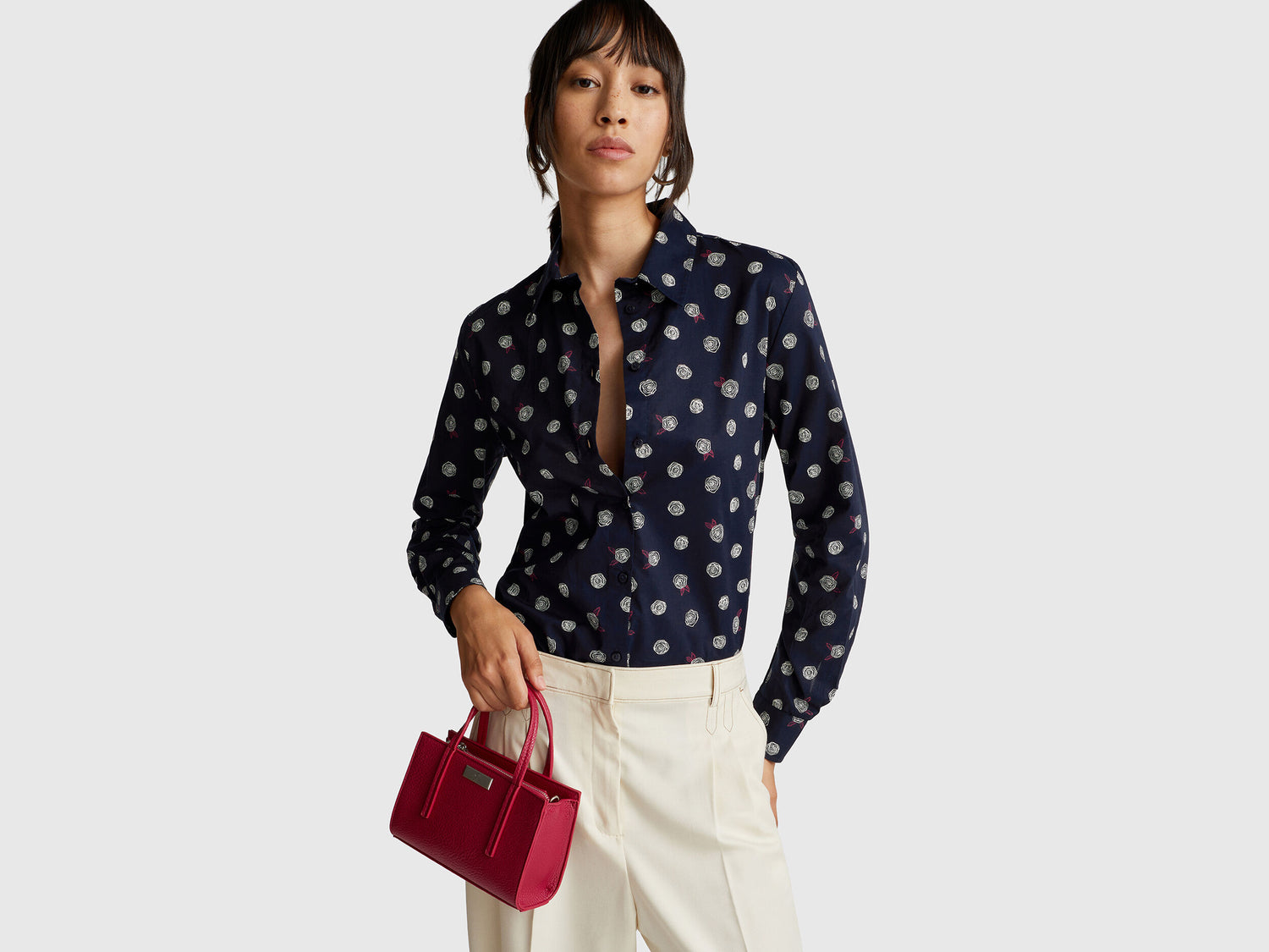 Benetton_Multi-Color_Patterned Shirt in Lightweight Cotton_5Q6SDQ0AY_66N_01