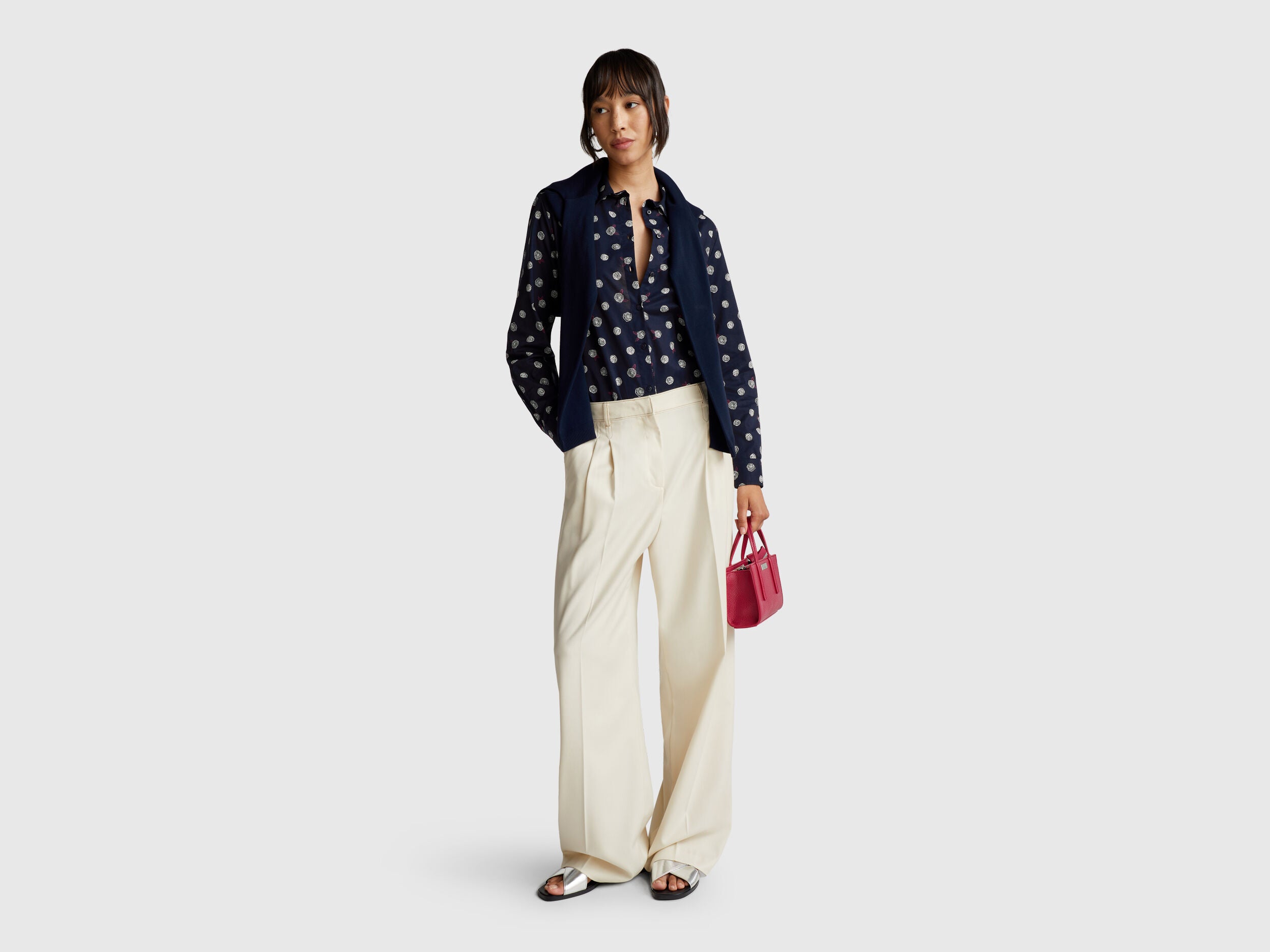 Benetton_Multi-Color_Patterned Shirt in Lightweight Cotton_5Q6SDQ0AY_66N_03