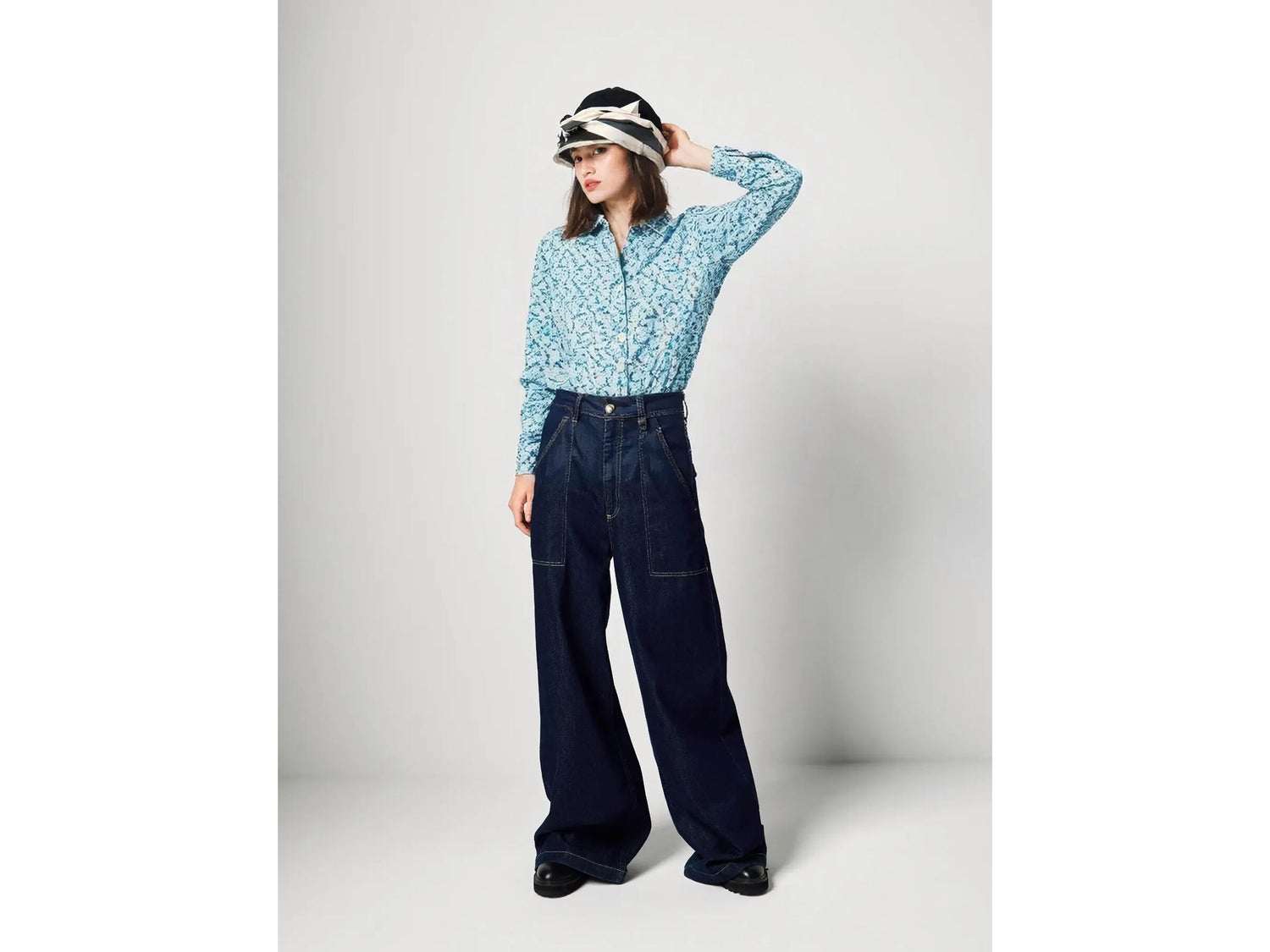 Benetton_Multi-Color_Patterned Shirt in Lightweight Cotton_5Q6SDQ0AY_67A_02