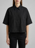 Benetton Black Women Cropped Shirt with Floral Embroidery SKU: 5RWNDQ0EK_100 Image 00