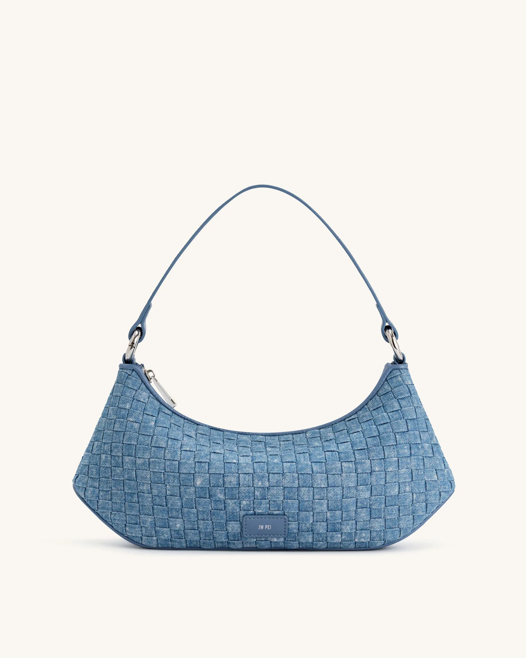 JW PEI Blue Denim Weave  Lily Shoulder Bag  SKU: 5S24-51_Blue Denim Weave Image 01