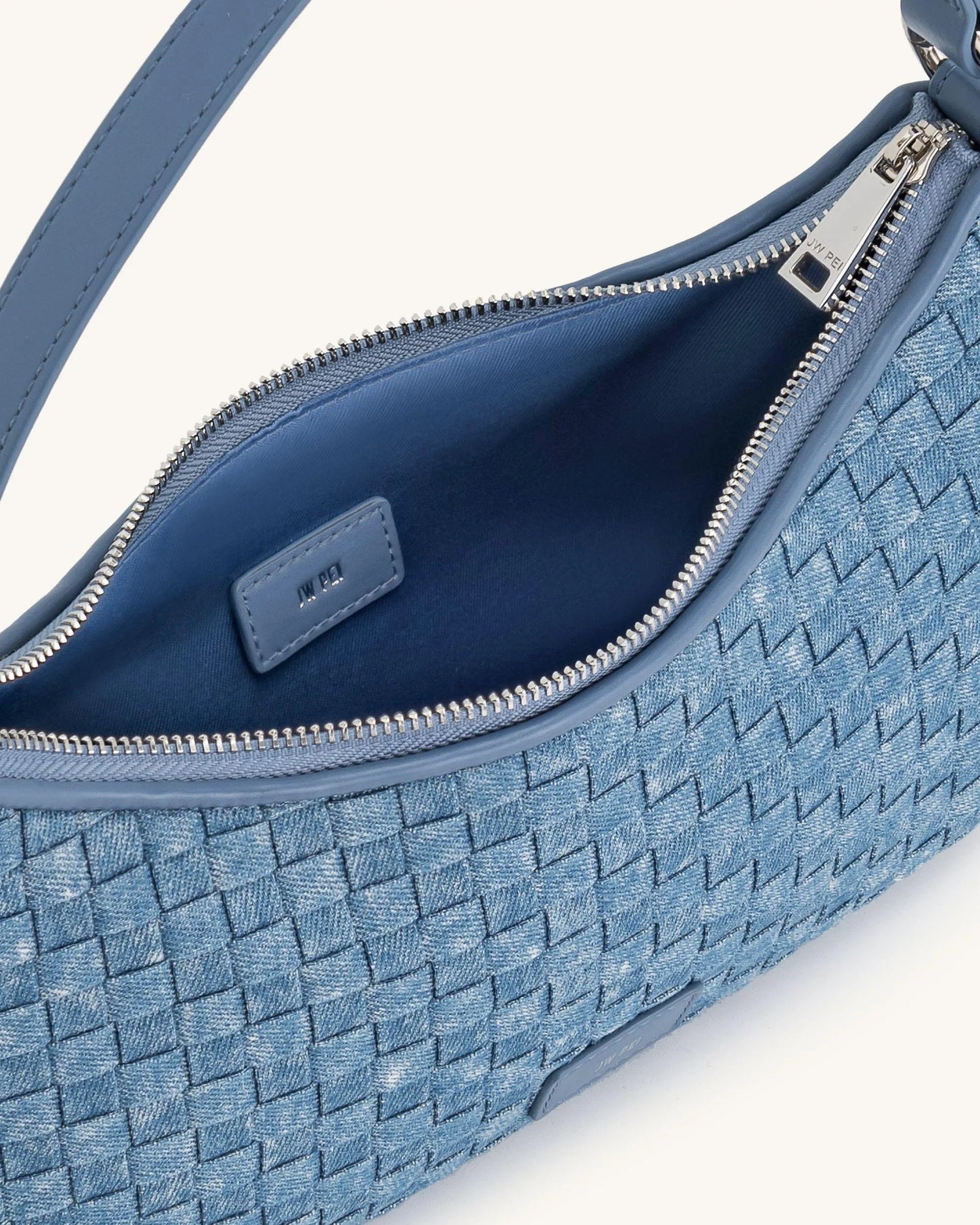 JW PEI Blue Denim Weave  Lily Shoulder Bag  SKU: 5S24-51_Blue Denim Weave Image 04