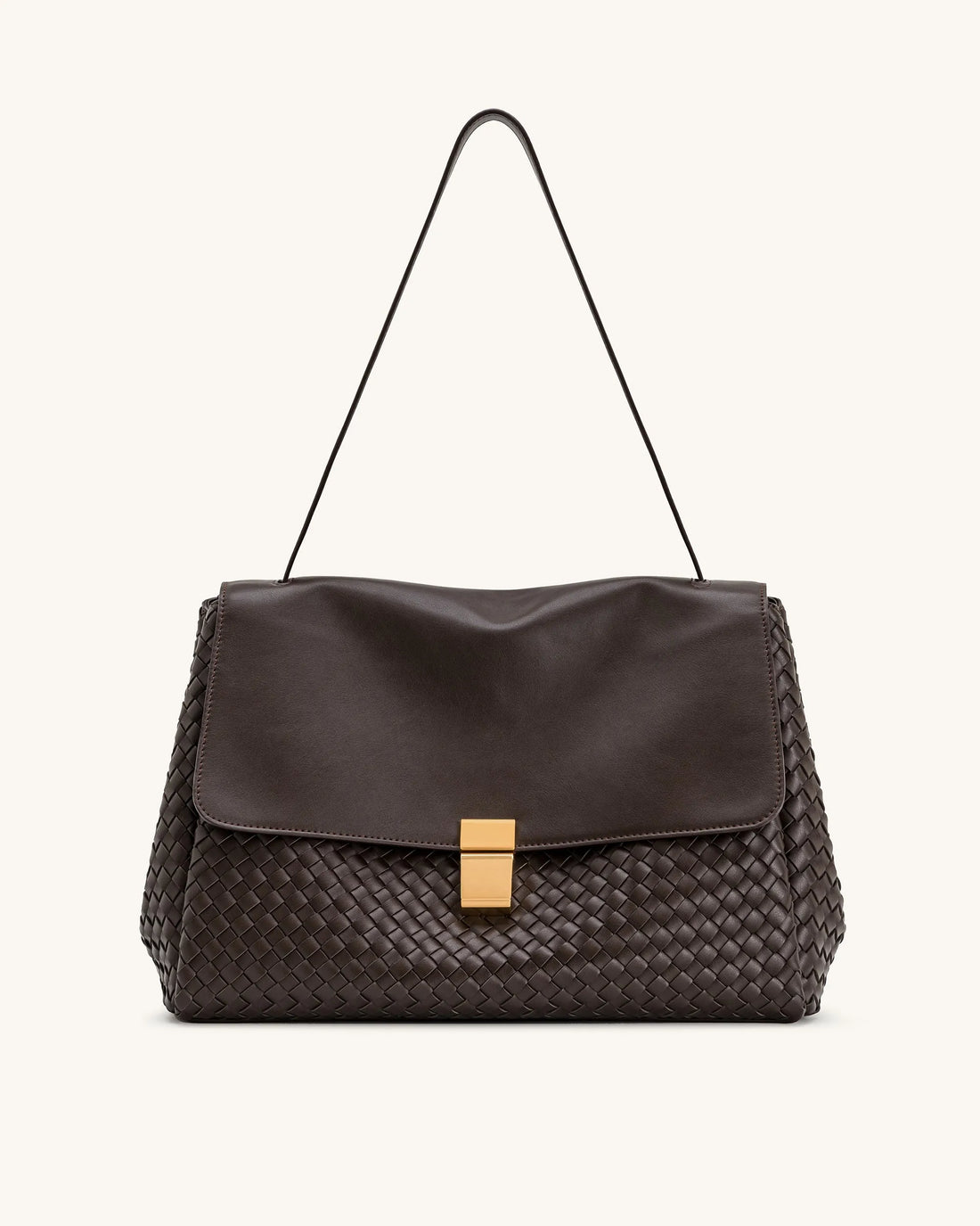 JW PEI Dark Brown Women Hilary Woven Shoulder Bag - Dark Brown SKU: 5S258-32_Dark Brown Image 01