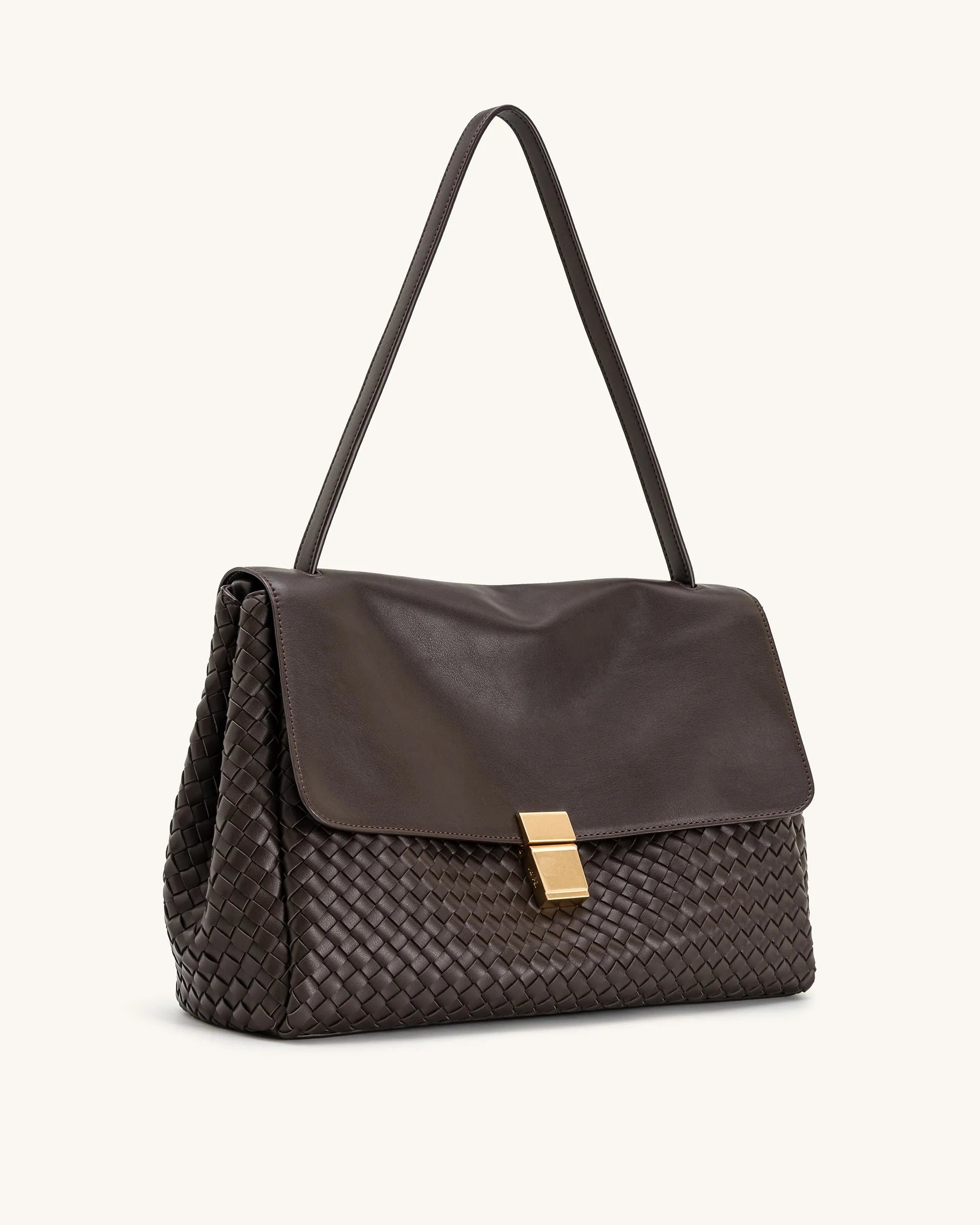 JW PEI Dark Brown Women Hilary Woven Shoulder Bag - Dark Brown SKU: 5S258-32_Dark Brown Image 02