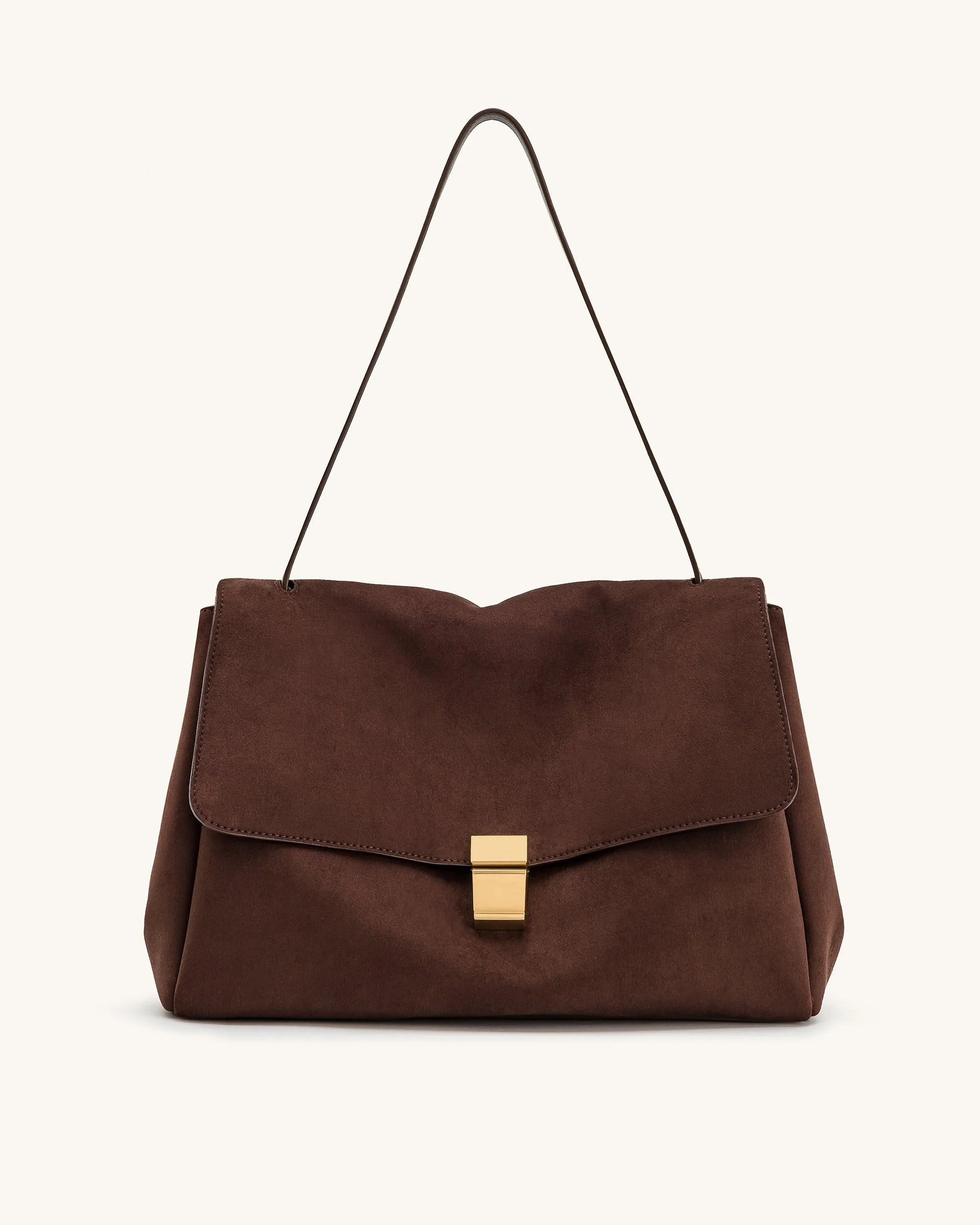 JW PEI Dark Brown Women Hilary Faux Suede Shoulder Bag - Dark Brown SKU: 5S258-34_Dark Brown Image 01