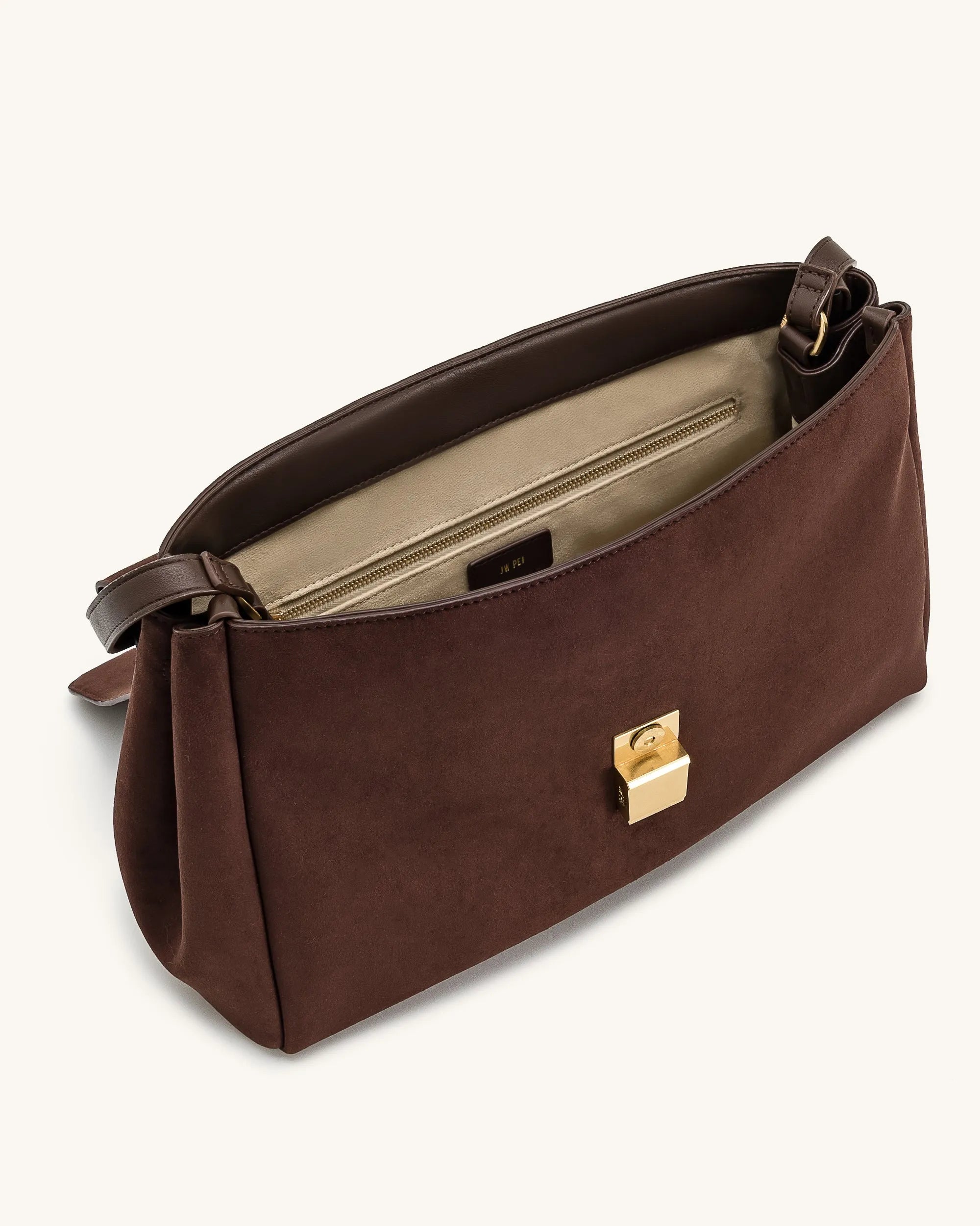 JW PEI Dark Brown Women Hilary Faux Suede Shoulder Bag - Dark Brown SKU: 5S258-34_Dark Brown Image 04