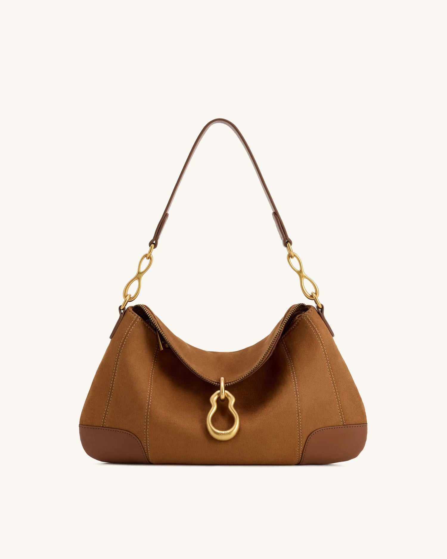 JW PEI Brown Women Jayla Faux Suede Metal Pendant Embellished Shoulder Bag - Brown SKU: 5S299-32_Brown Image 01