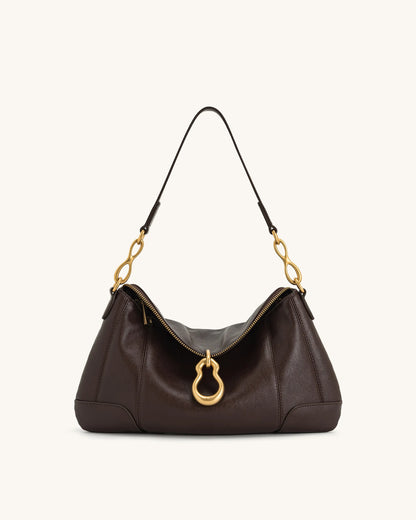 JW PEI_Dark Brown_Jayla Metal Pendant Embellished Shoulder Bags_5S299-3_Dark Brown_01
