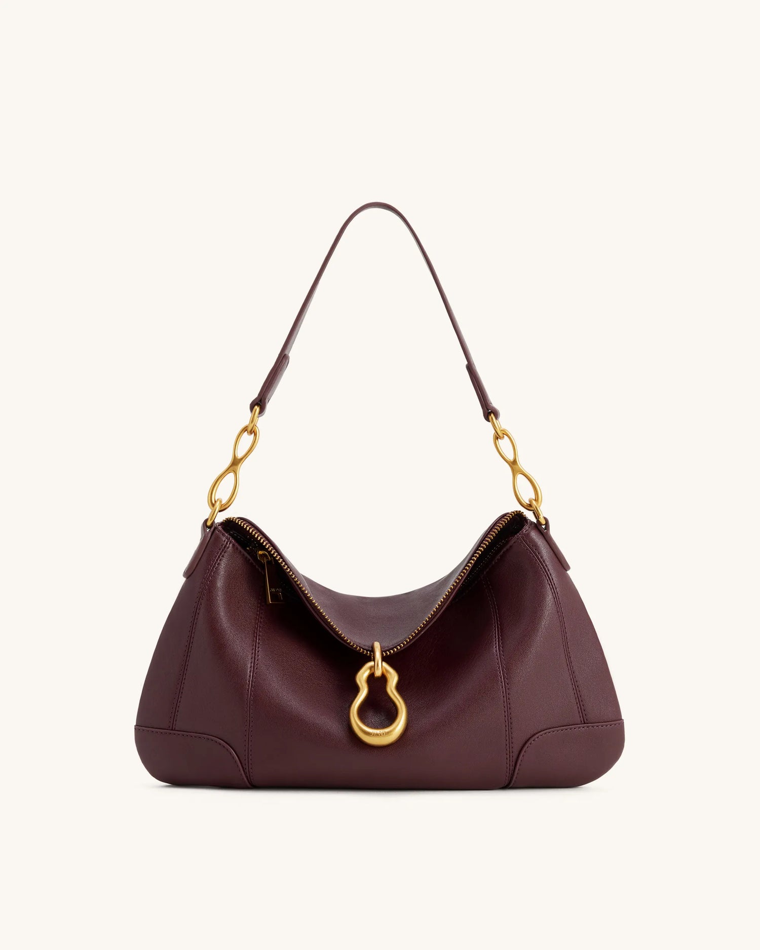 JW PEI Deep Burgundy Women Jayla Metal Pendant Embellished Shoulder Bag  SKU: 5S299-41_Deep Burgundy Image 01