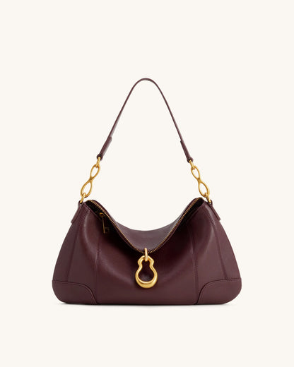 JW PEI Deep Burgundy Women Jayla Metal Pendant Embellished Shoulder Bag  SKU: 5S299-41_Deep Burgundy Image 01