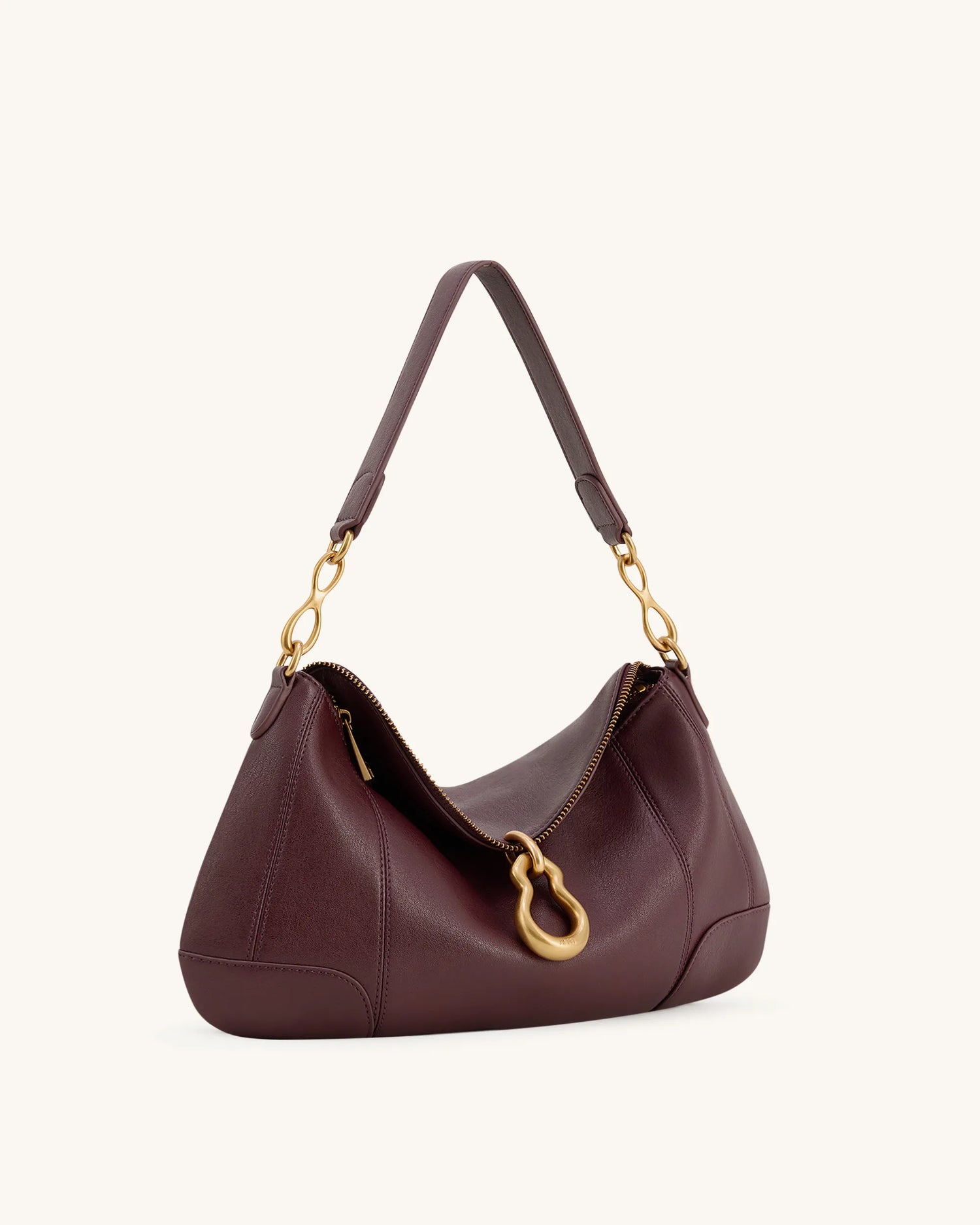 JW PEI Deep Burgundy Women Jayla Metal Pendant Embellished Shoulder Bag  SKU: 5S299-41_Deep Burgundy Image 02