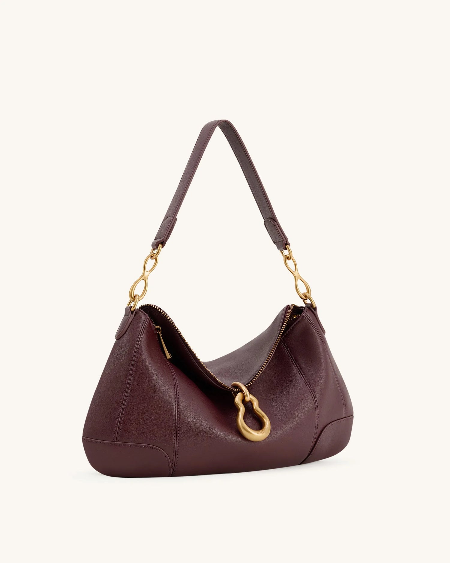 JW PEI Deep Burgundy Women Jayla Metal Pendant Embellished Shoulder Bag - Deep Burgundy SKU: 5S299-4_Deep Burgundy Image 02