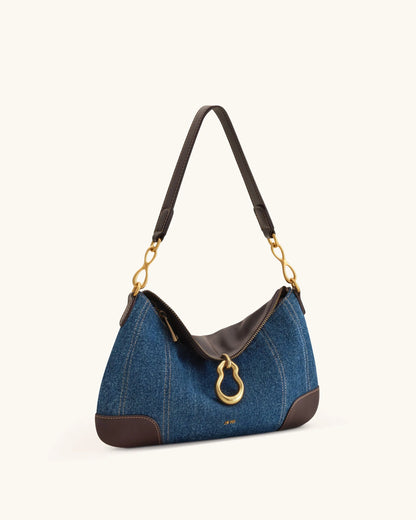 JW Pei Blue Denim Women Jayla Metal Pendant Embellished Shoulder Bag SKU: 5S299-5_Blue Denim Image 02