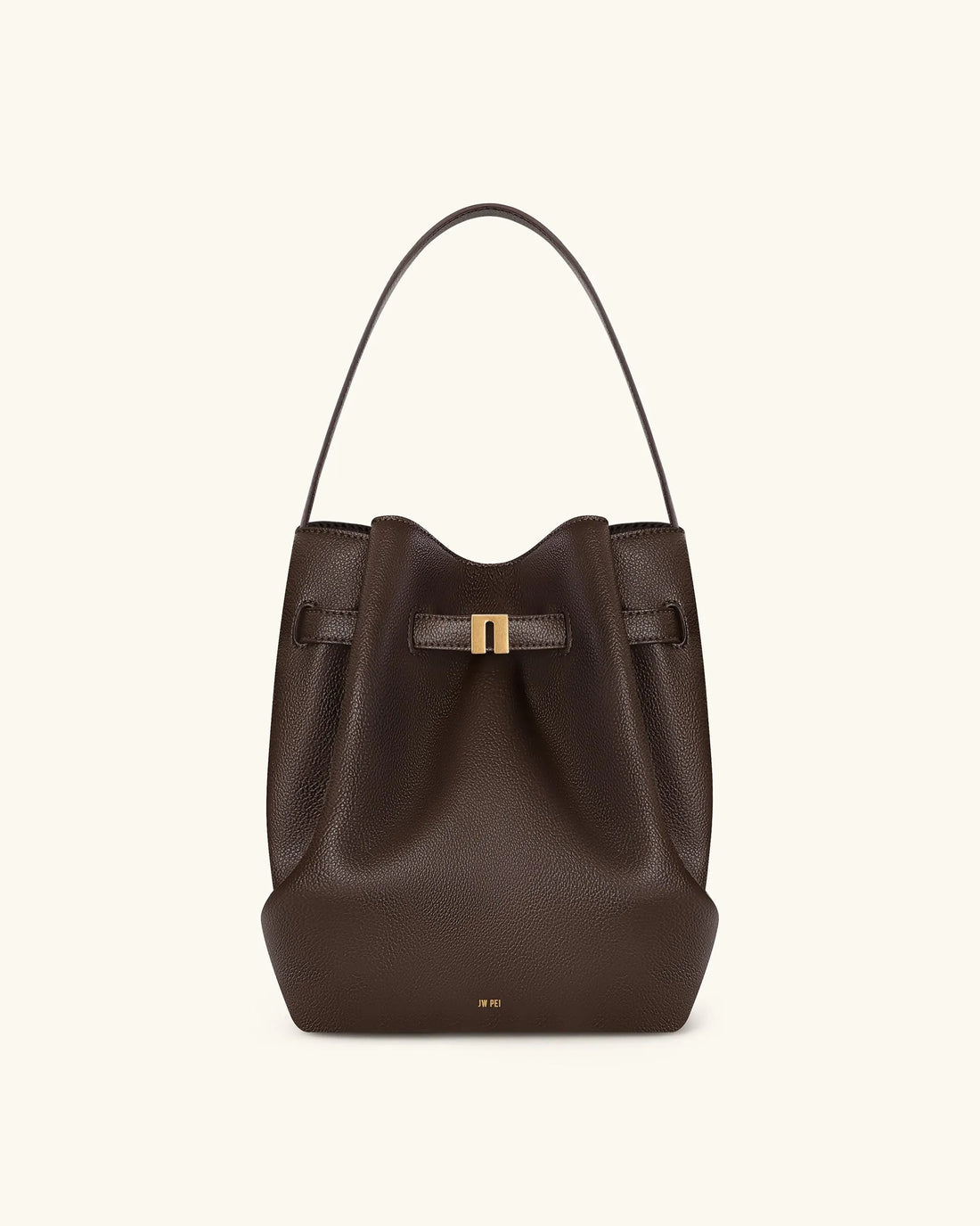 JW PEI Mocha Brown Women Clara Lock Accent Bucket Shoulder Bag - Mocha Brown SKU: 5S394-3_Mocha Brown Image 01