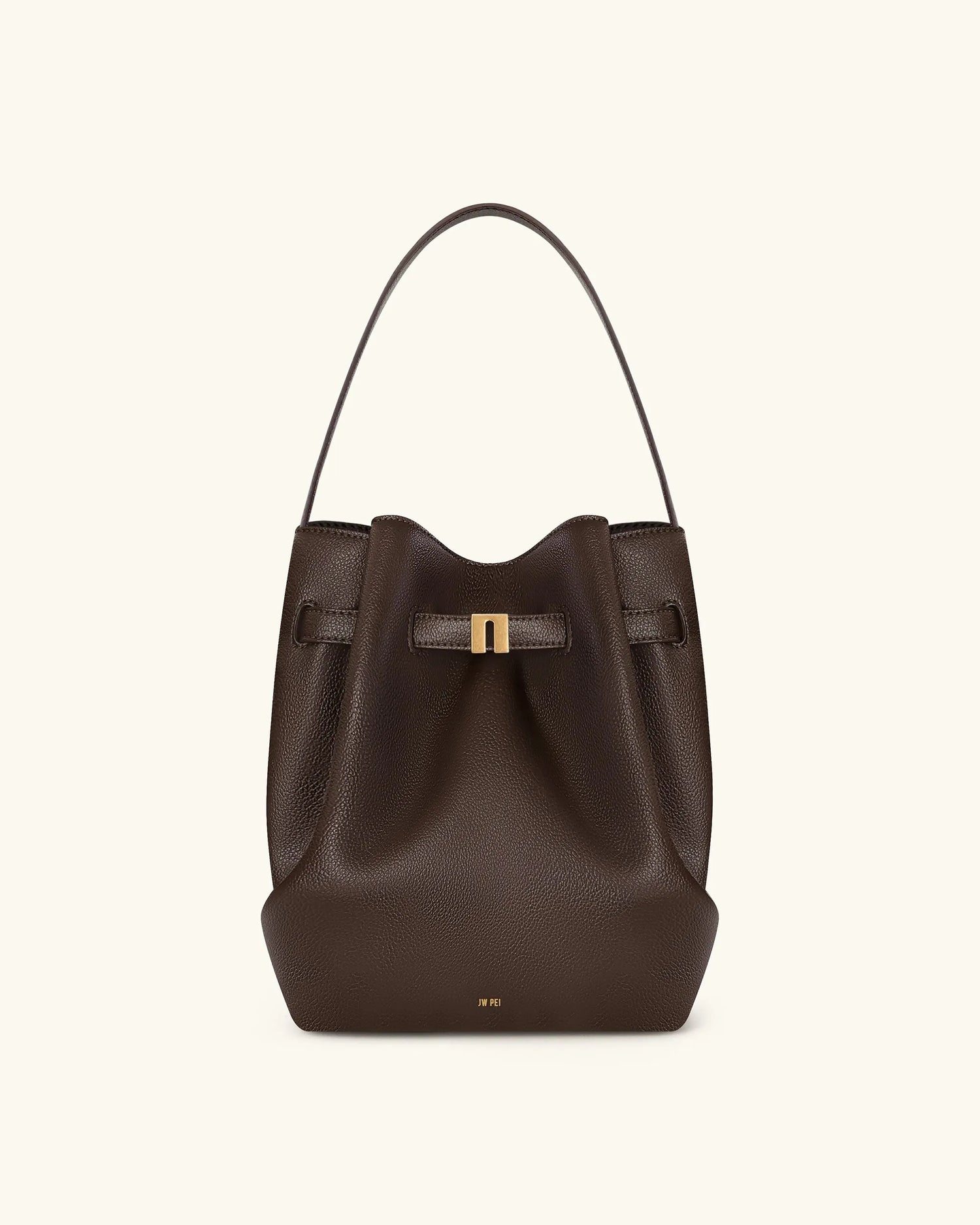JW PEI Mocha Brown Women Clara Lock Accent Bucket Shoulder Bag - Mocha Brown SKU: 5S394-3_Mocha Brown Image 01