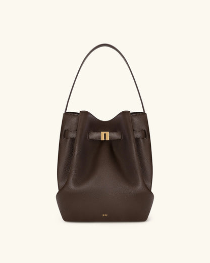 JW PEI Mocha Brown Women Clara Lock Accent Bucket Shoulder Bag - Mocha Brown SKU: 5S394-3_Mocha Brown Image 01