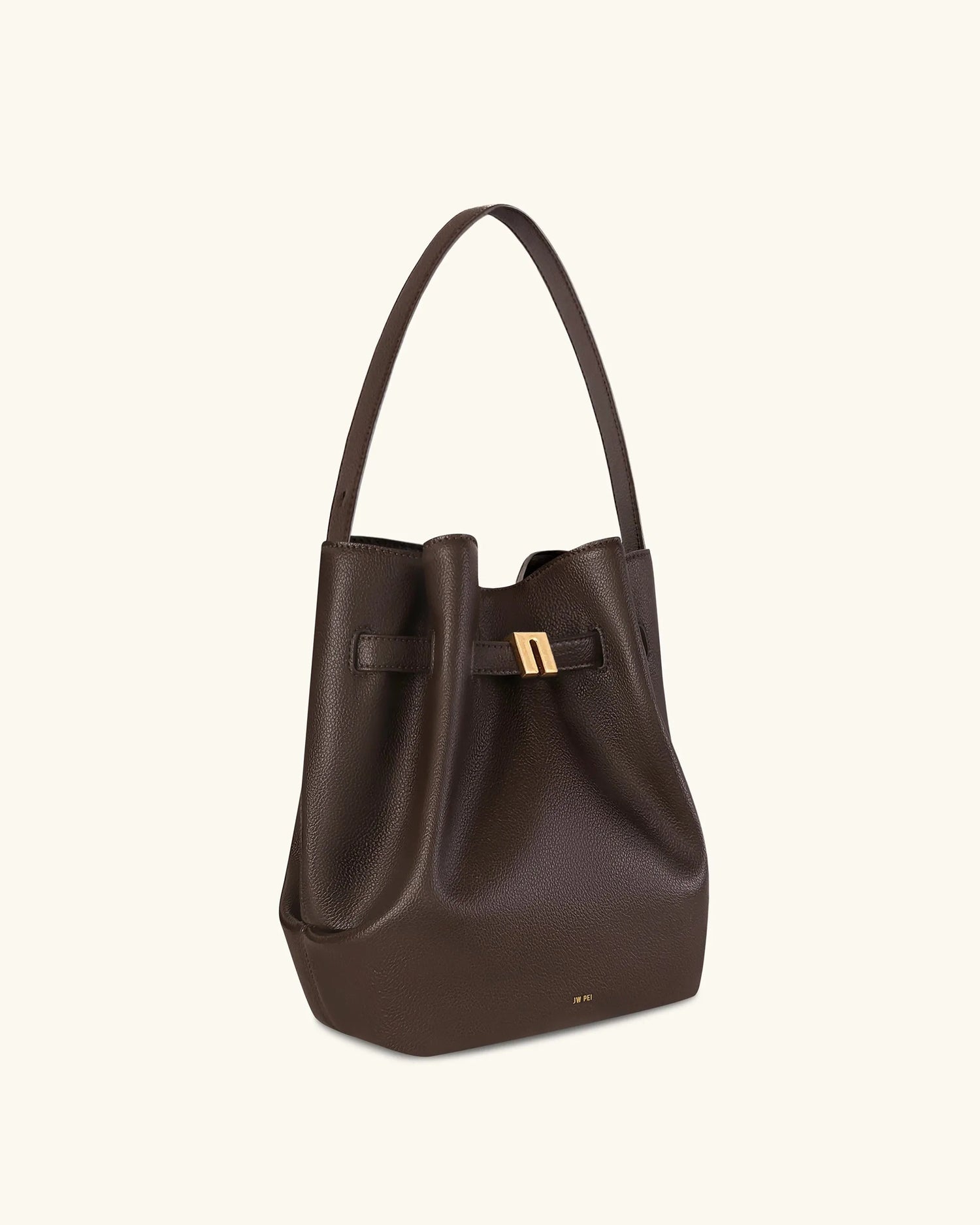 JW PEI Mocha Brown Women Clara Lock Accent Bucket Shoulder Bag - Mocha Brown SKU: 5S394-3_Mocha Brown Image 02