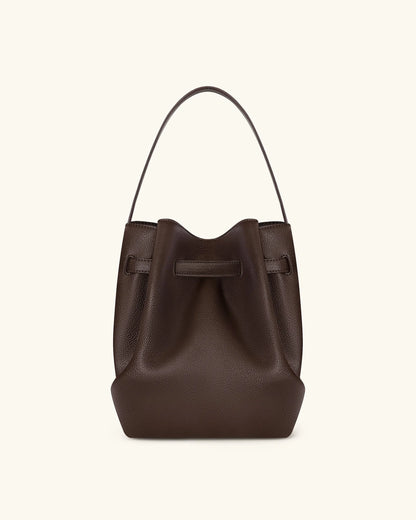 JW PEI Mocha Brown Women Clara Lock Accent Bucket Shoulder Bag - Mocha Brown SKU: 5S394-3_Mocha Brown Image 03