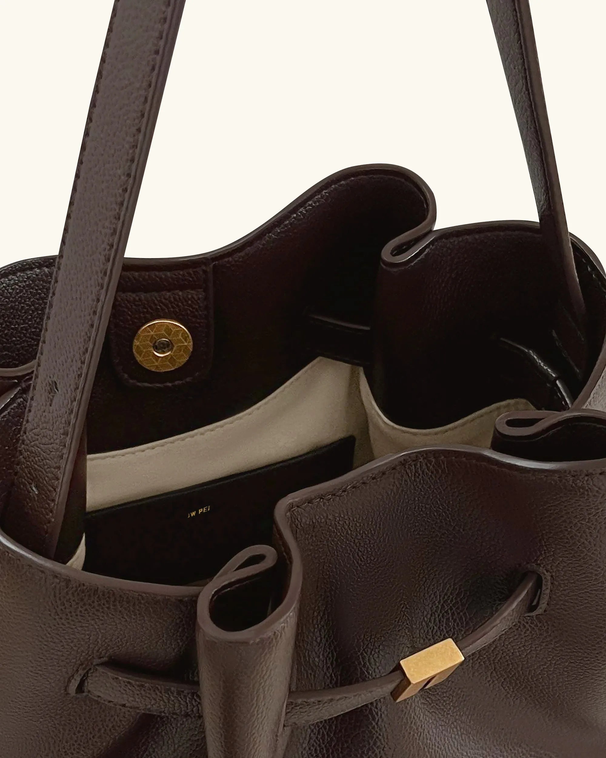 JW PEI Mocha Brown Women Clara Lock Accent Bucket Shoulder Bag - Mocha Brown SKU: 5S394-3_Mocha Brown Image 04