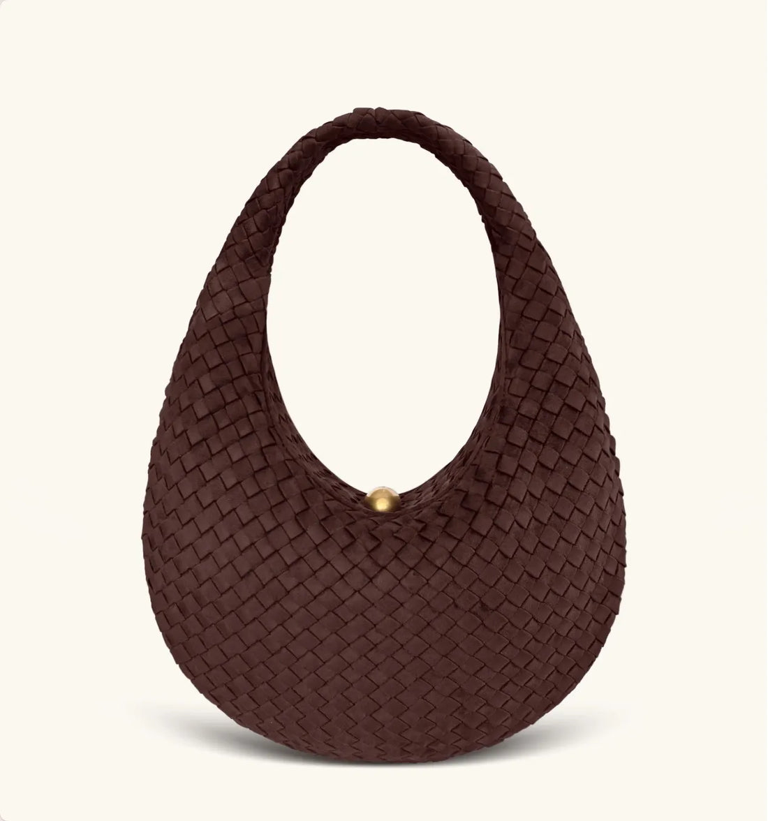 JW PEI Dark Mocha  Nola Faux Suede Woven Hobo Shoulder Bag  SKU: 5S396-3_Dark Mocha Image 01