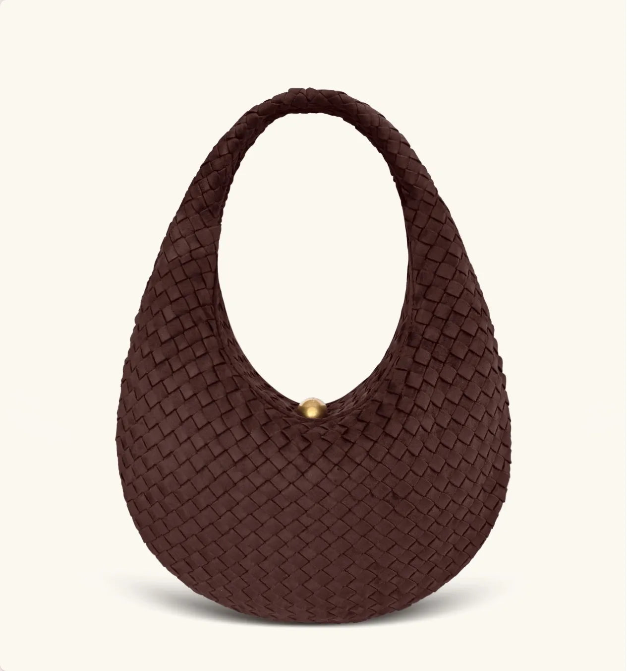 JW PEI Dark Mocha  Nola Faux Suede Woven Hobo Shoulder Bag  SKU: 5S396-3_Dark Mocha Image 01