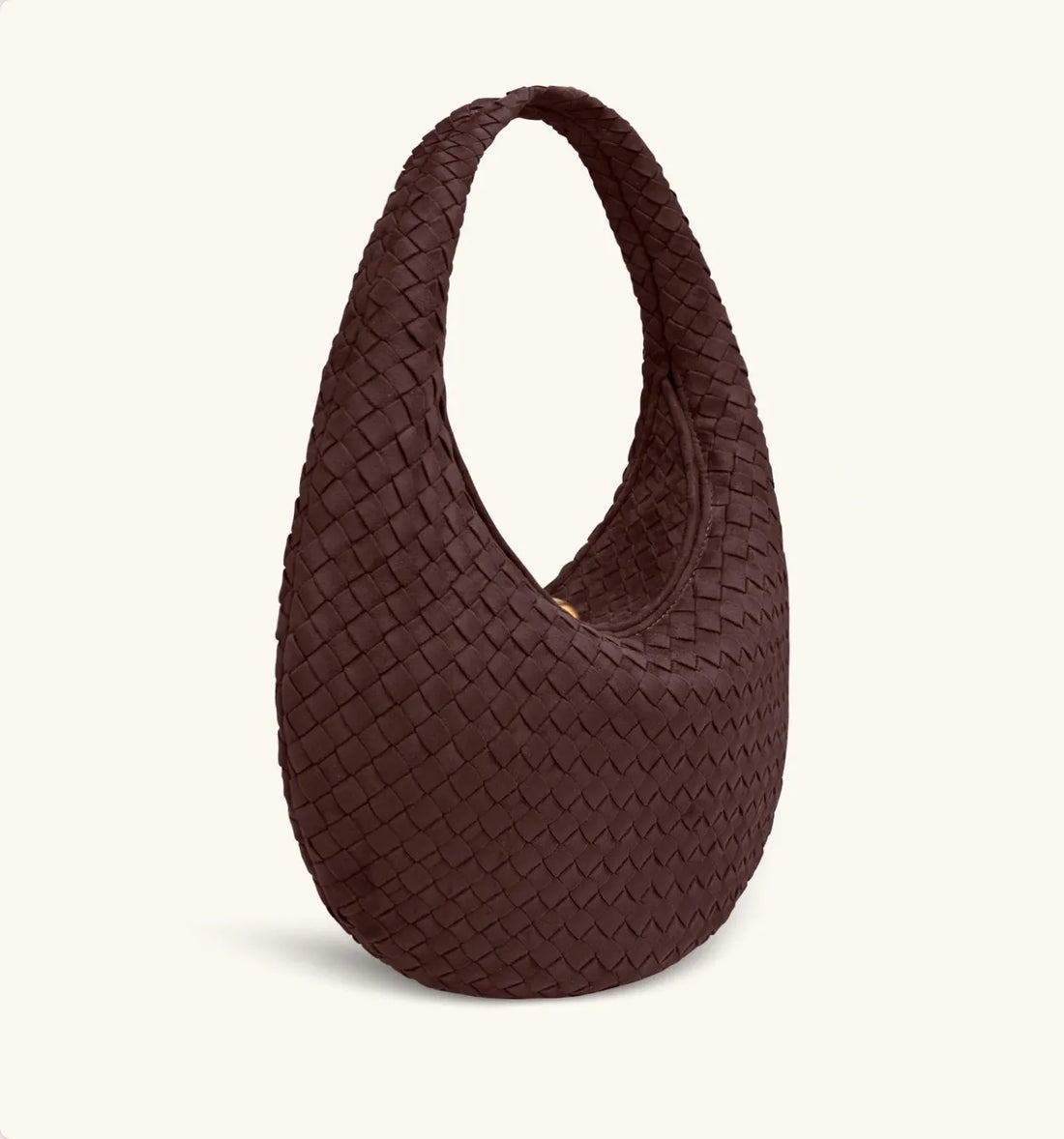 JW PEI Dark Mocha  Nola Faux Suede Woven Hobo Shoulder Bag  SKU: 5S396-3_Dark Mocha Image 02