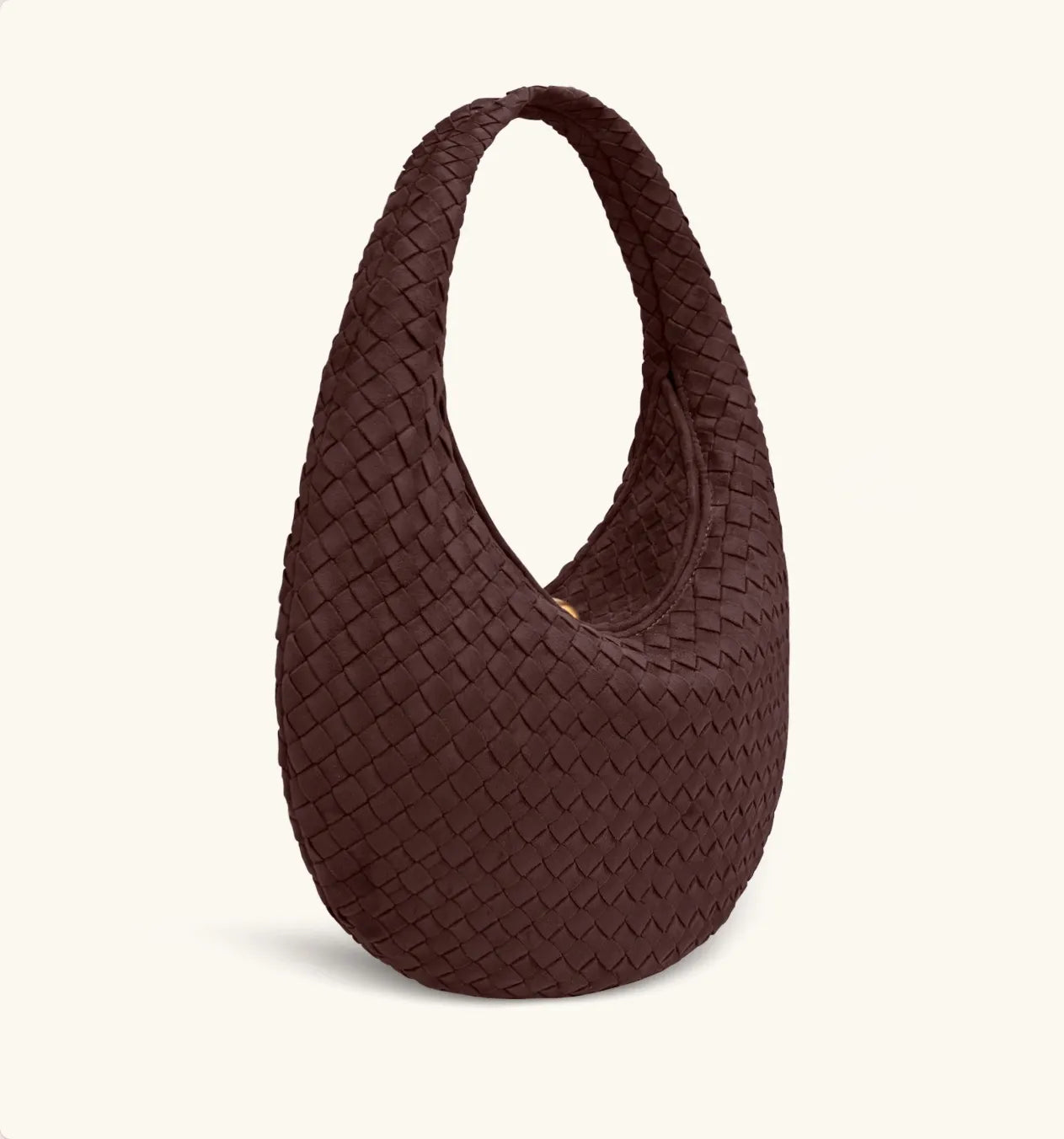 JW PEI Dark Mocha  Nola Faux Suede Woven Hobo Shoulder Bag  SKU: 5S396-3_Dark Mocha Image 02
