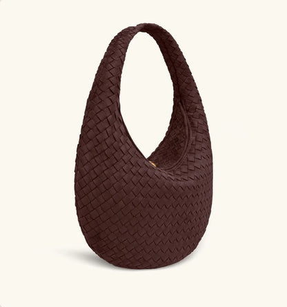 JW PEI Dark Mocha  Nola Faux Suede Woven Hobo Shoulder Bag  SKU: 5S396-3_Dark Mocha Image 02