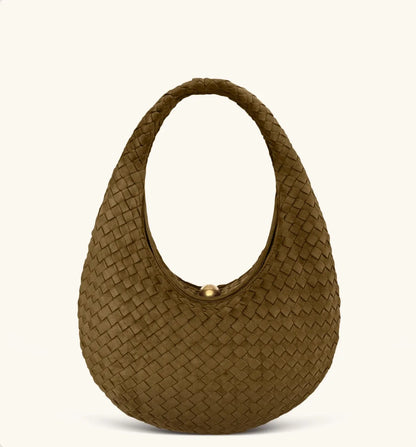 JW PEI Olive Green  Nola Faux Suede Woven Hobo Shoulder Bag  SKU: 5S396-7_Olive Green Image 03