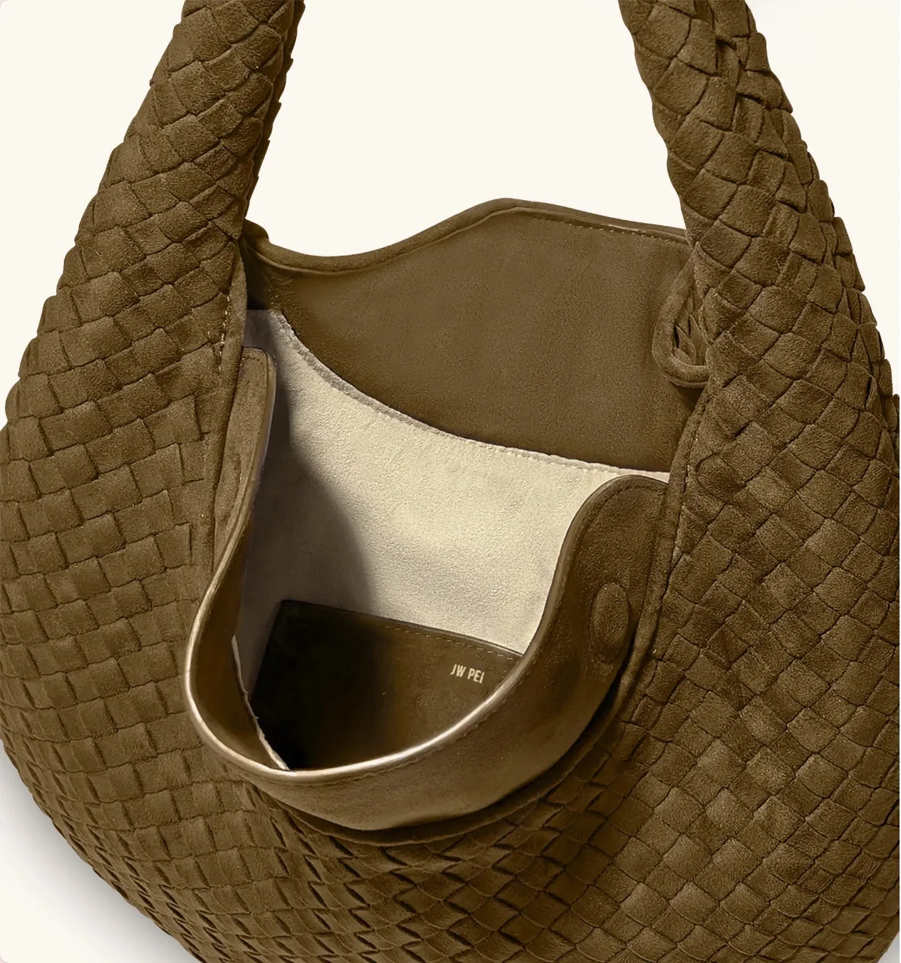 JW PEI Olive Green  Nola Faux Suede Woven Hobo Shoulder Bag  SKU: 5S396-7_Olive Green Image 04