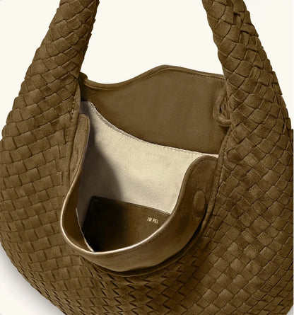 JW PEI Olive Green  Nola Faux Suede Woven Hobo Shoulder Bag  SKU: 5S396-7_Olive Green Image 04