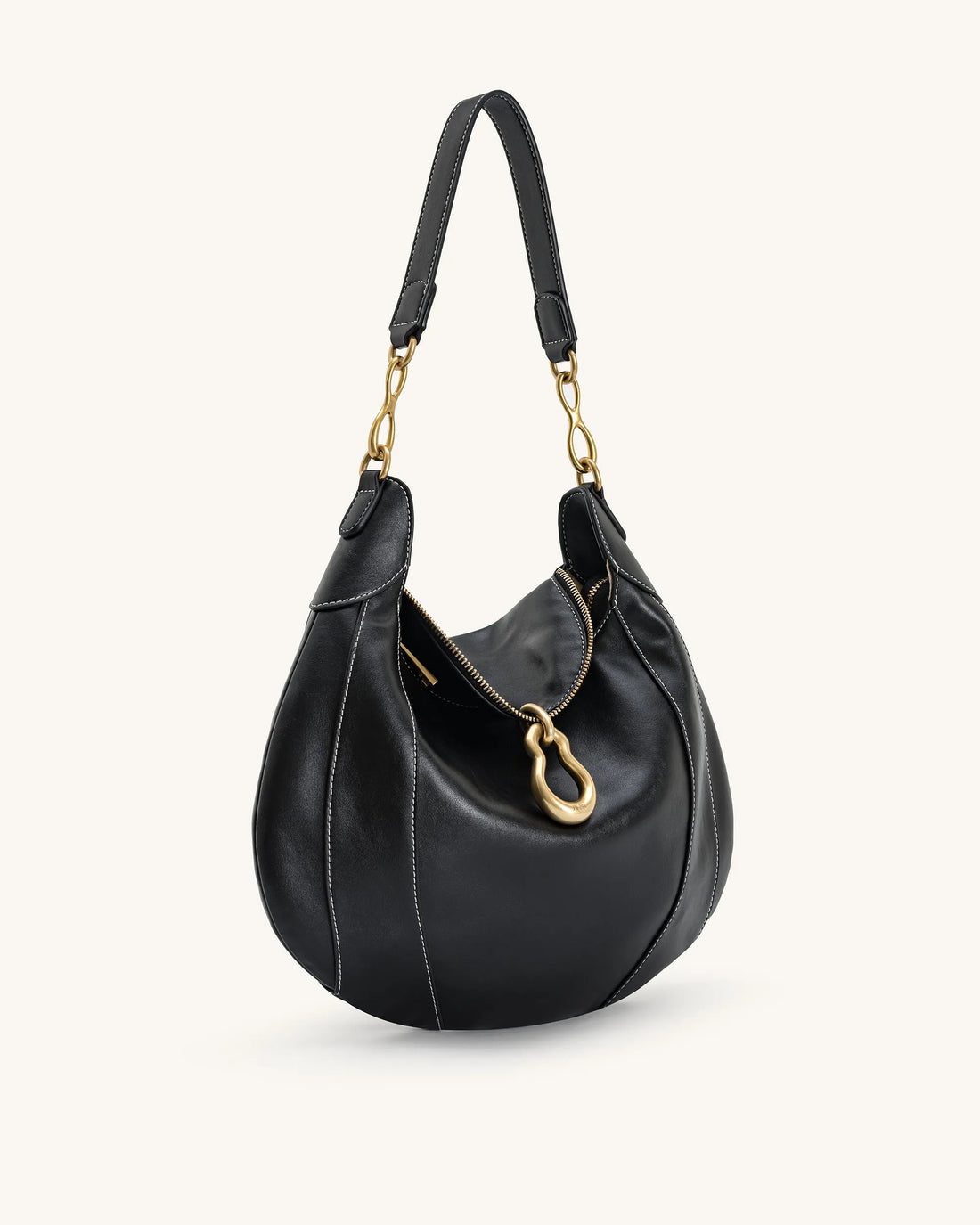 JW PEI Black Women Daria Metal Pendant Embellished Shoulder Bag - Black SKU: 5S397-1_Black Image 02