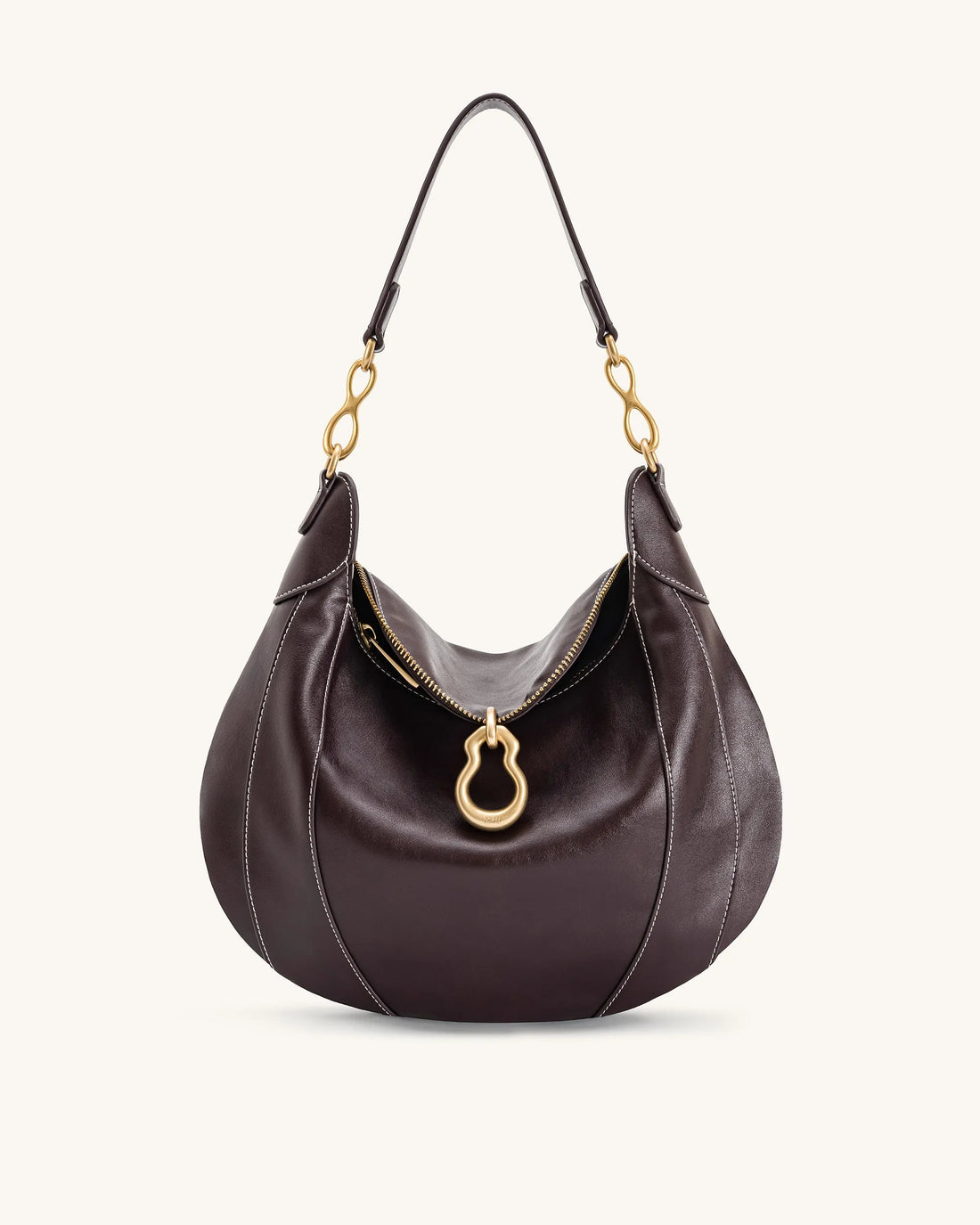 JW PEI Dark Brown Women Daria Metal Pendant Embellished Shoulder Bag - Dark Brown SKU: 5S397-3_Dark Brown Image 01