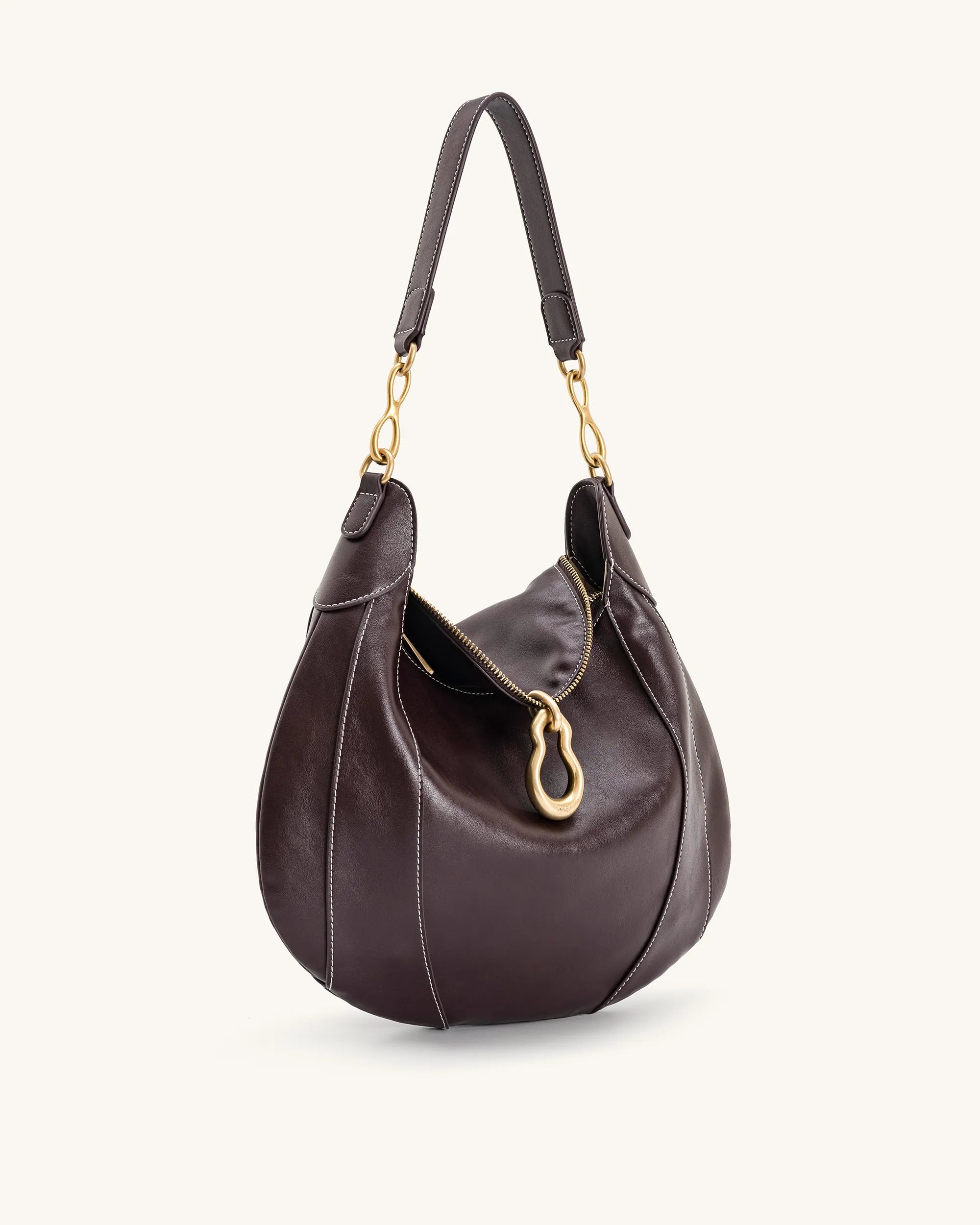 JW PEI Dark Brown Women Daria Metal Pendant Embellished Shoulder Bag - Dark Brown SKU: 5S397-3_Dark Brown Image 02