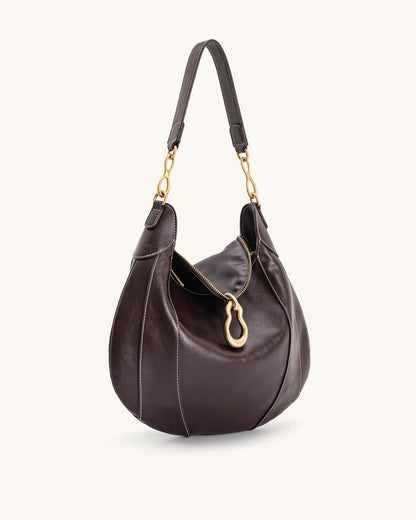 JW PEI Dark Brown Women Daria Metal Pendant Embellished Shoulder Bag - Dark Brown SKU: 5S397-3_Dark Brown Image 02