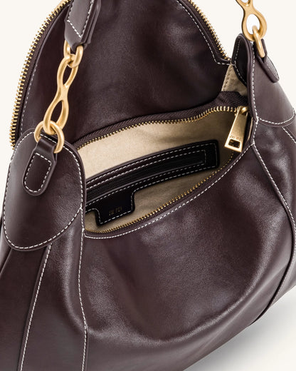 JW PEI Dark Brown Women Daria Metal Pendant Embellished Shoulder Bag - Dark Brown SKU: 5S397-3_Dark Brown Image 04