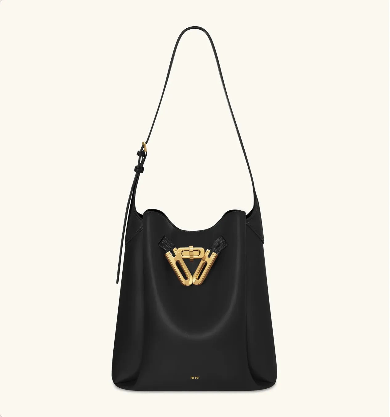 JW PEI Black  Charlene Double Buckle Hobo Bag  SKU: 5S401-1_Black Image 01