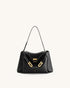 JW PEI Black Women Rhea Pebbled Double Buckle Shoulder Bag SKU: 5S402-1_Black Image 01