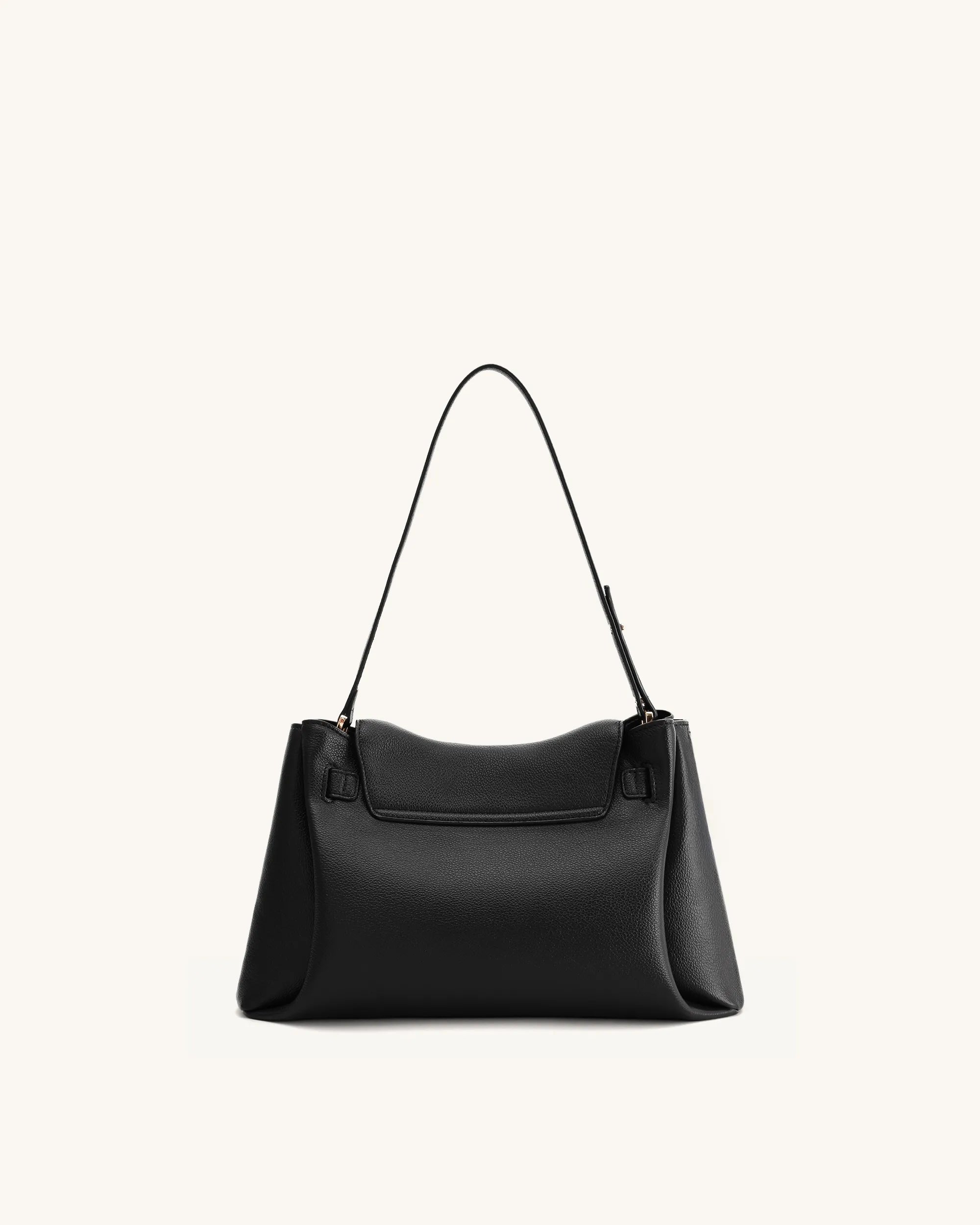 JW PEI Black Women Rhea Pebbled Double Buckle Shoulder Bag SKU: 5S402-1_Black Image 04