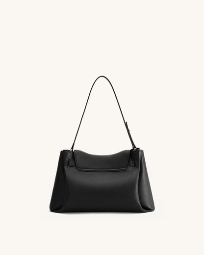JW PEI Black Women Rhea Pebbled Double Buckle Shoulder Bag SKU: 5S402-1_Black Image 04