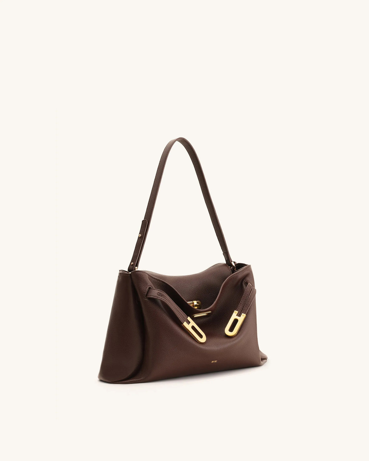 JW Pei Dark Brown Women Rhea Pebbled Double Buckle Shoulder Bag SKU: 5S402-3_Dark Brown Image 03